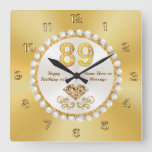 Personalized, 89th Birthday Gift Ideas, STUNNING Square Wall Clock