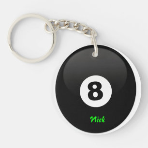 Personalized 8 Ball Billiards Key Chain