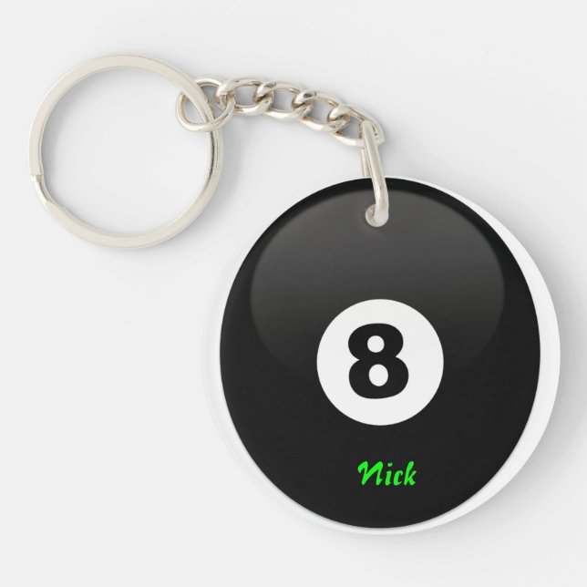Personalized 8 Ball Billiards Key Chain (Front)