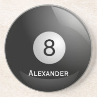 Personalized 8 ball, Billiards Pool Drink Coaster