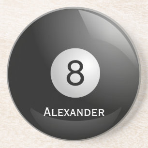 Personalized 8 ball, Billiards Pool Drink Coaster