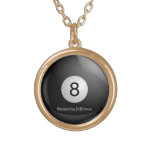 Personalized 8 Ball Billiards Pool Pendant Necklac