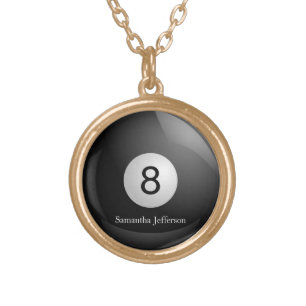Personalized 8 Ball Billiards Pool Pendant Necklac