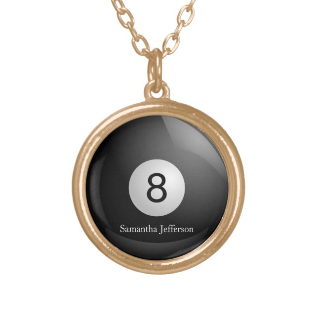 Personalized 8 Ball Billiards Pool Pendant Necklac (Front)
