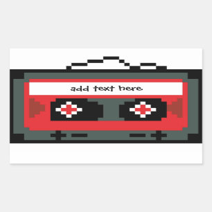Personalized 8 bit cassette tape stickers