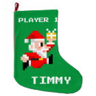Personalized 8-Bit Santa Claus Christmas Stocking