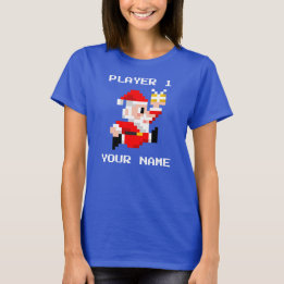 Personalized 8-Bit Santa Claus Christmas T-shirt