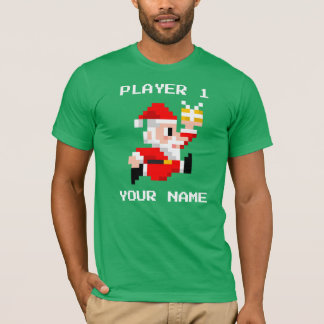 Personalized 8-Bit Santa Claus Christmas T-shirt