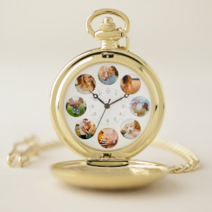 Personalized 8 Circle Photo Shadow Inlay Pocket Watch