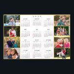 Personalized 8 Family Photo Collage 2026 Calendar Poster<br><div class="desc">Create your own custom, personalized, beautiful elegant script typography, black and white and faux gold 2026 full year 8 photo collage yearly calendar home room office decor, wall calendar poster. To customize, simply add six of your favorite family / kids / baby / pets / couple / wedding photos. While...</div>