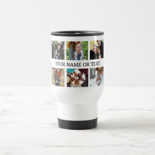 Personalized 8 Family Photo Collage with name  Travel Mug