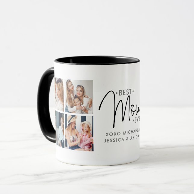 Personalized 8-photo 'Best Mom Ever' Mug (Front Left)