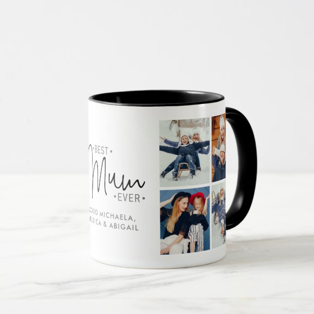 Personalized 8-photo 'Best Mum Ever' Mug (Front Right)