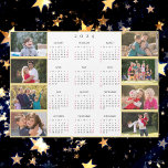 Personalized 8 Photo Collage 2024 Family Calendar<br><div class="desc">Create your own custom, personalized, beautiful elegant script typography, black and white and faux gold, cool, thin, home room office decor, 2024 full year 8 photo collage new years magnetic calendar card yearly wall calendar magnet, for any magnetic surface at home or office. To customize, simply add eight of your...</div>