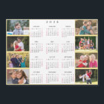 Personalized 8 Photo Collage 2026 Family Calendar<br><div class="desc">Create your own custom, personalized, beautiful elegant script typography, black and white and faux gold, cool, thin, home room office decor, 2026 full year 8 photo collage new years magnetic calendar card yearly wall calendar magnet, for any magnetic surface at home or office. To customize, simply add eight of your...</div>