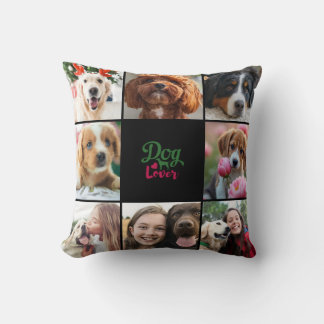 Personalized 8 Photo Collage Dog Pet Lover Gift Throw Pillow