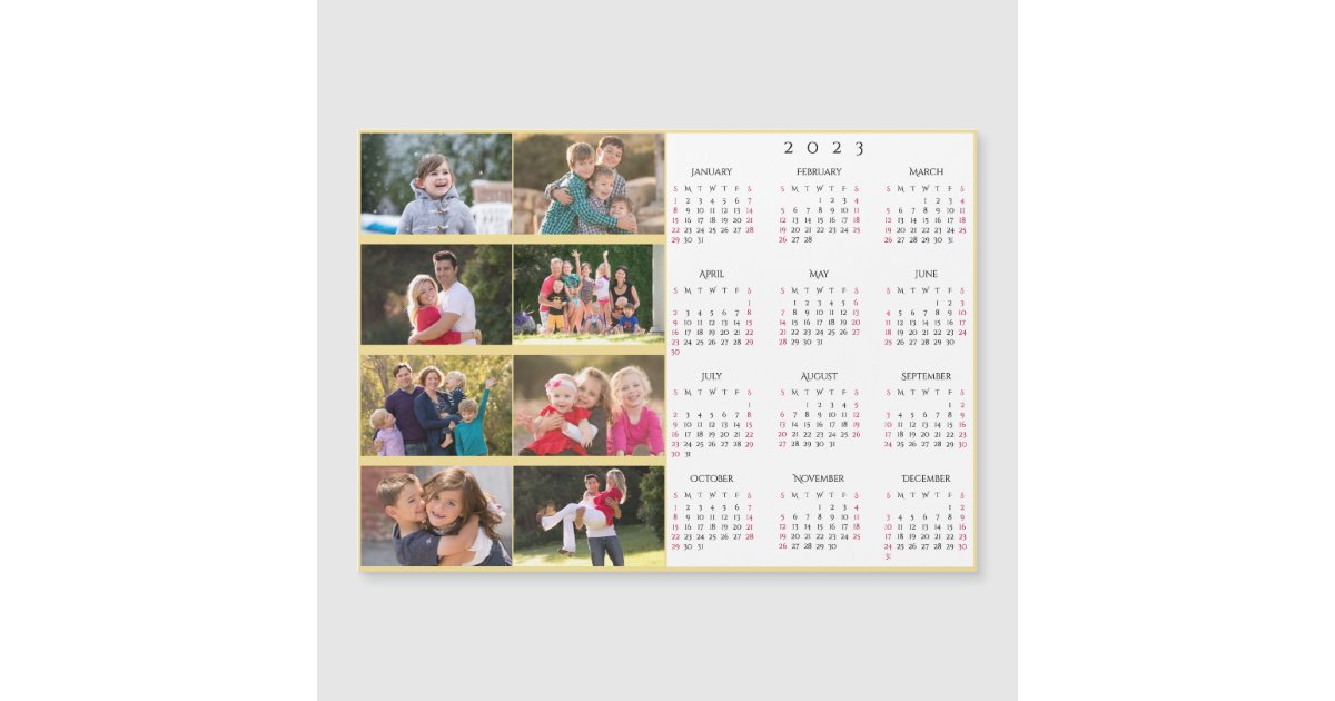 Personalized 8 Photo Collage Family 2023 Calendar Zazzle