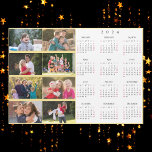Personalized 8 Photo Collage Family 2024 Calendar<br><div class="desc">Create your own custom, personalized, black and white and faux gold, cool, thin, 2024 full year 8 photo collage new years magnetic calendar card yearly wall calendar magnet, for any magnetic surface at home or office. To customize, simply add eight of your favorite family / kids / baby / pets...</div>