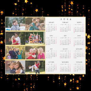 Personalized 8 Photo Collage Family 2024 Calendar