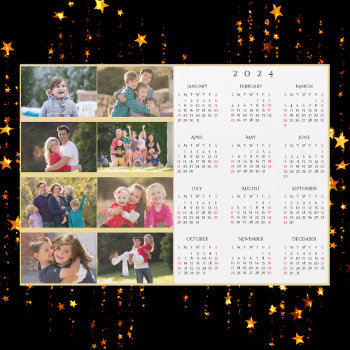 Personalized 8 Photo Collage Family 2024 Calendar by iCoolCreate at Zazzle