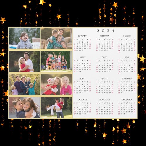 Personalized 8 Photo Collage Family 2024 Calendar