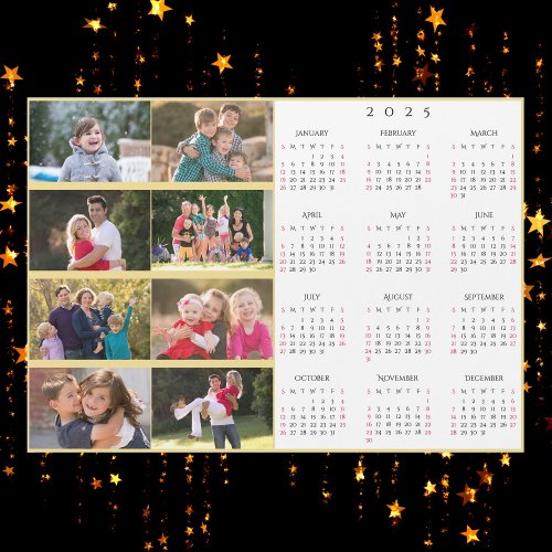 Personalized 8 Photo Collage Family 2025 Calendar