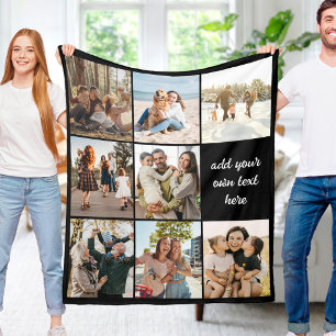 Personalized 8 Photo Collage Fleece Blanket
