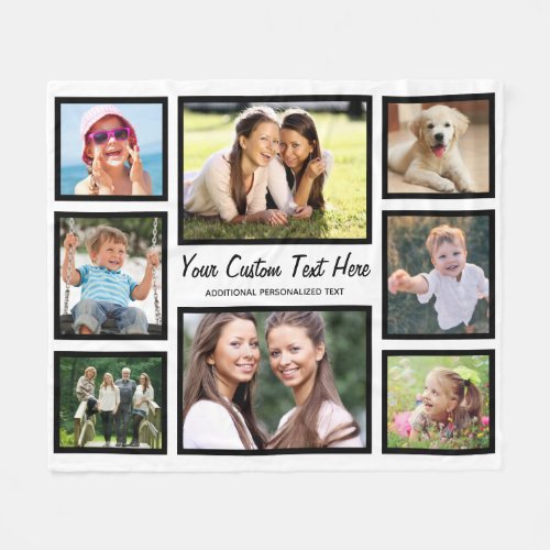 Personalized 8 Photo Collage Fleece Blanket