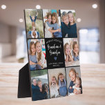 Personalized 8 Photo Collage Grandparents Modern  Plaque<br><div class="desc">This black personalized "World's Greatest Grandma & Grandpa" 8-photo collage blanket features a simple heart, accompanied by elegant handwritten script typography and the name of beloved grandchildren. An ideal and heartwarming gift for your grandparents on special occasions like Grandparents day, Anniversary, Christmas, or birthdays. Customize it with photos of favorite...</div>