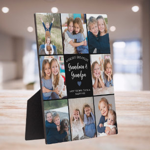 Personalized 8 Photo Collage Grandparents Modern Plaque