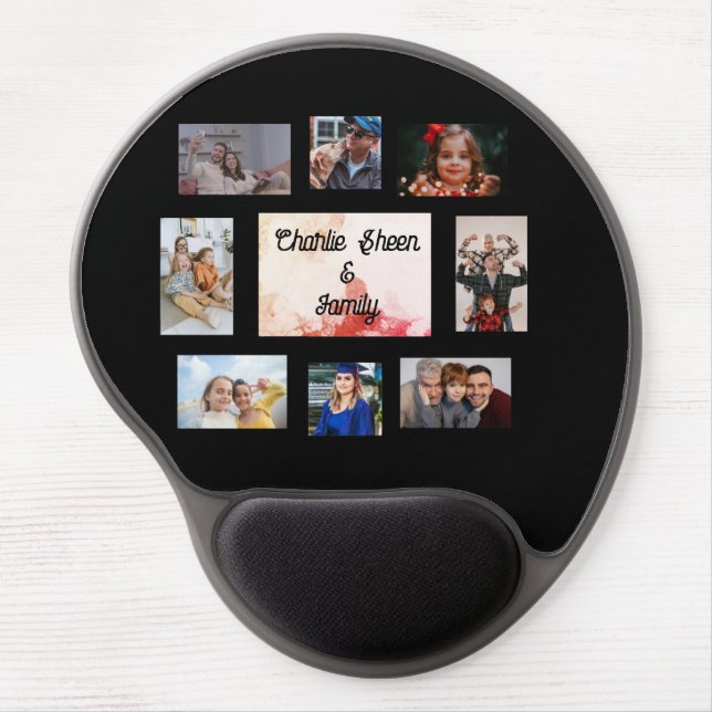 Personalized 8 Photo Collage Mousepad, Christmas Gel Mouse Pad (Front)