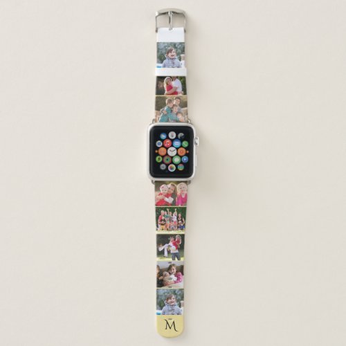 Personalized 8 Photo Collage Template Monogrammed Apple Watch Band