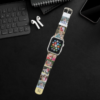 Personalized 8 Photo Collage Template Monogrammed Apple Watch Band by iCoolCreate at Zazzle