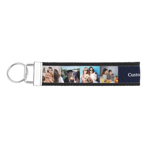 Personalized 8 Photo Collage With Custom Text      Wrist Keychain