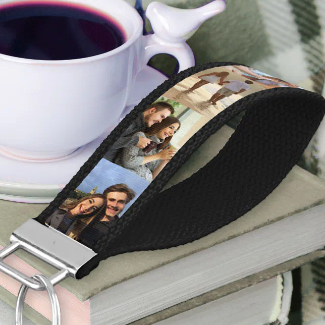 Personalized 8 Photo Collage Wrist Keychain | Zazzle