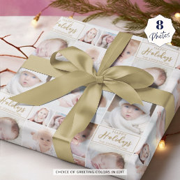Personalized 8 Photo Custom Greeting and Color Wrapping Paper