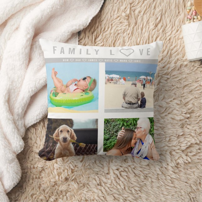 Personalized 8 Photo Family Love Memories Throw Pillow (Blanket)