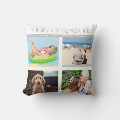 Personalized 8 Photo Family Love Memories Throw Pillow