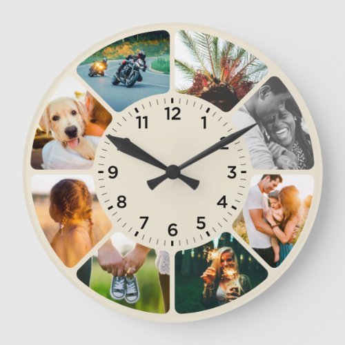 Personalized 8 Rounded Photos Large Clock