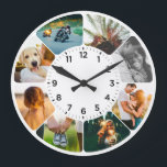 Personalized 8 Rounded Photos Large Clock<br><div class="desc">White wall clock with changeable rounded Photos. Great for your kitchen or to give as a family gift.</div>