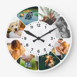 Personalized 8 Rounded Photos Large Clock