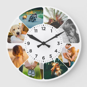 Personalized 8 Rounded Photos Large Clock
