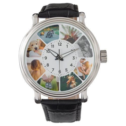 Personalized 8 Rounded Photos Wrist Watch