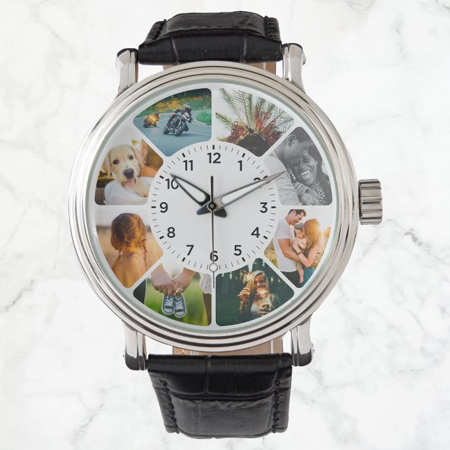 Personalized 8 Rounded Photos Wrist Watch (Creator Uploaded)