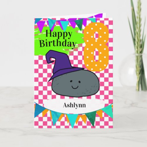 Personalized 8th Birthday Halloween Witch Card