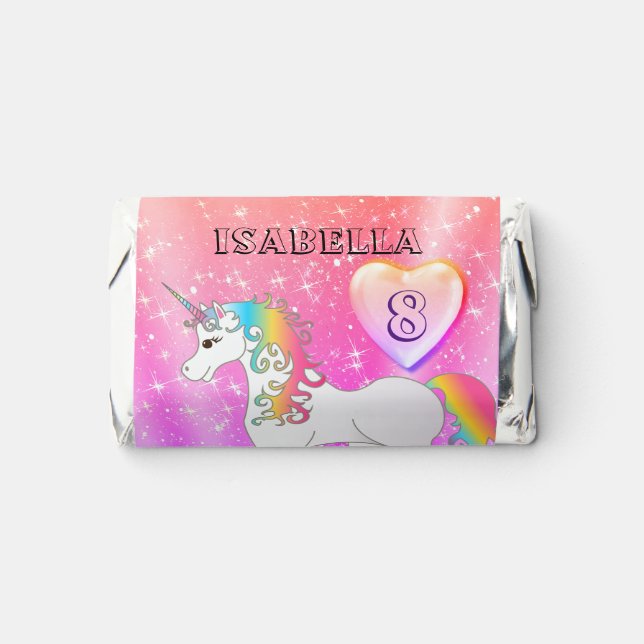 Personalized 8th Birthday Unicorn Candy  Hershey's Miniatures (Front)