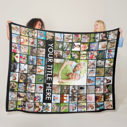 Personalized 90 Photo Collage Custom Color Fleece Blanket