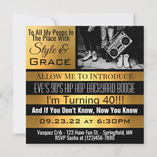 Personalized 90s Hip Hop Birthday Party ll Invite