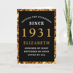 Personalized 90th Birthday 1931 Black Gold Elegant Card