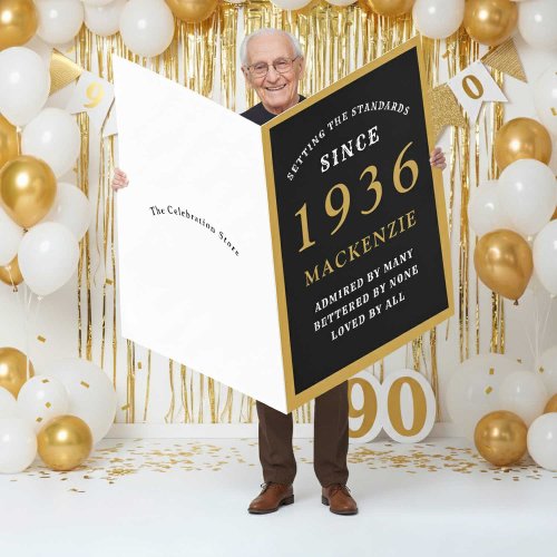Personalized 90th Birthday 1936 Black Gold Huge